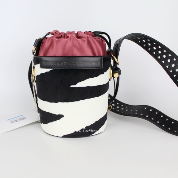 NEW STELLA MCCARTNEY Velvet Bucket Bag | Zebra Print Street Style Icon - Picture 8 of 16
